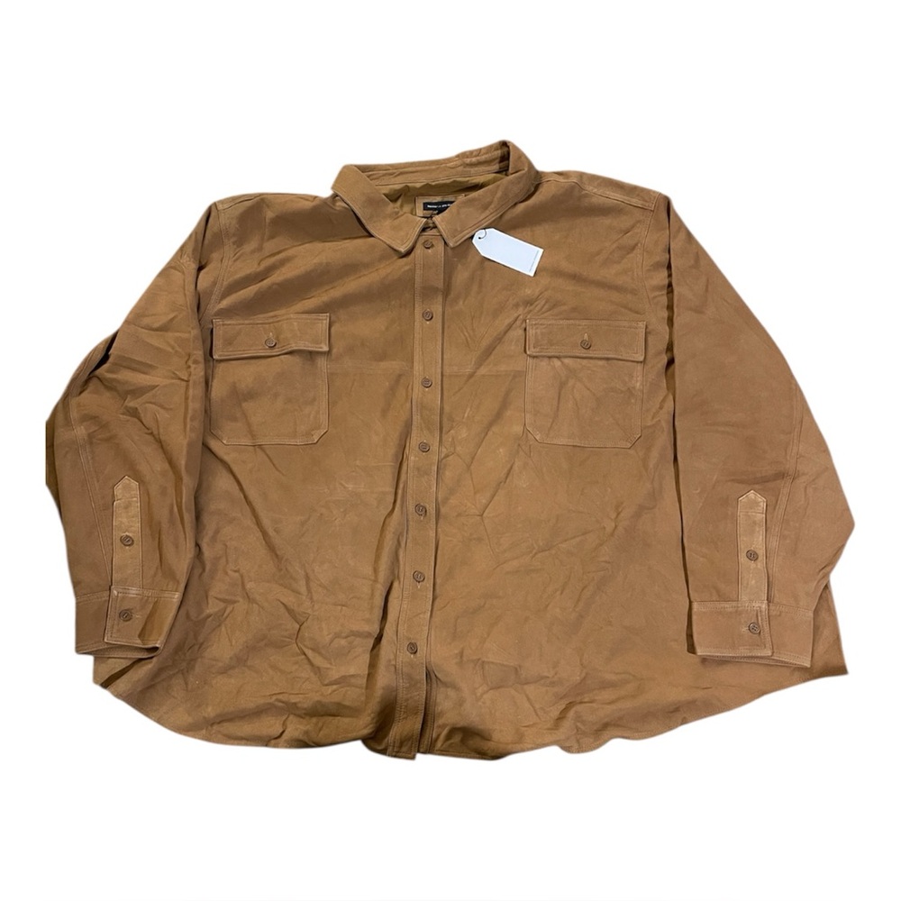 Universal Standard Suede Leather Shirt Jacket Shacket Chore Coat Brown 4XL NWT